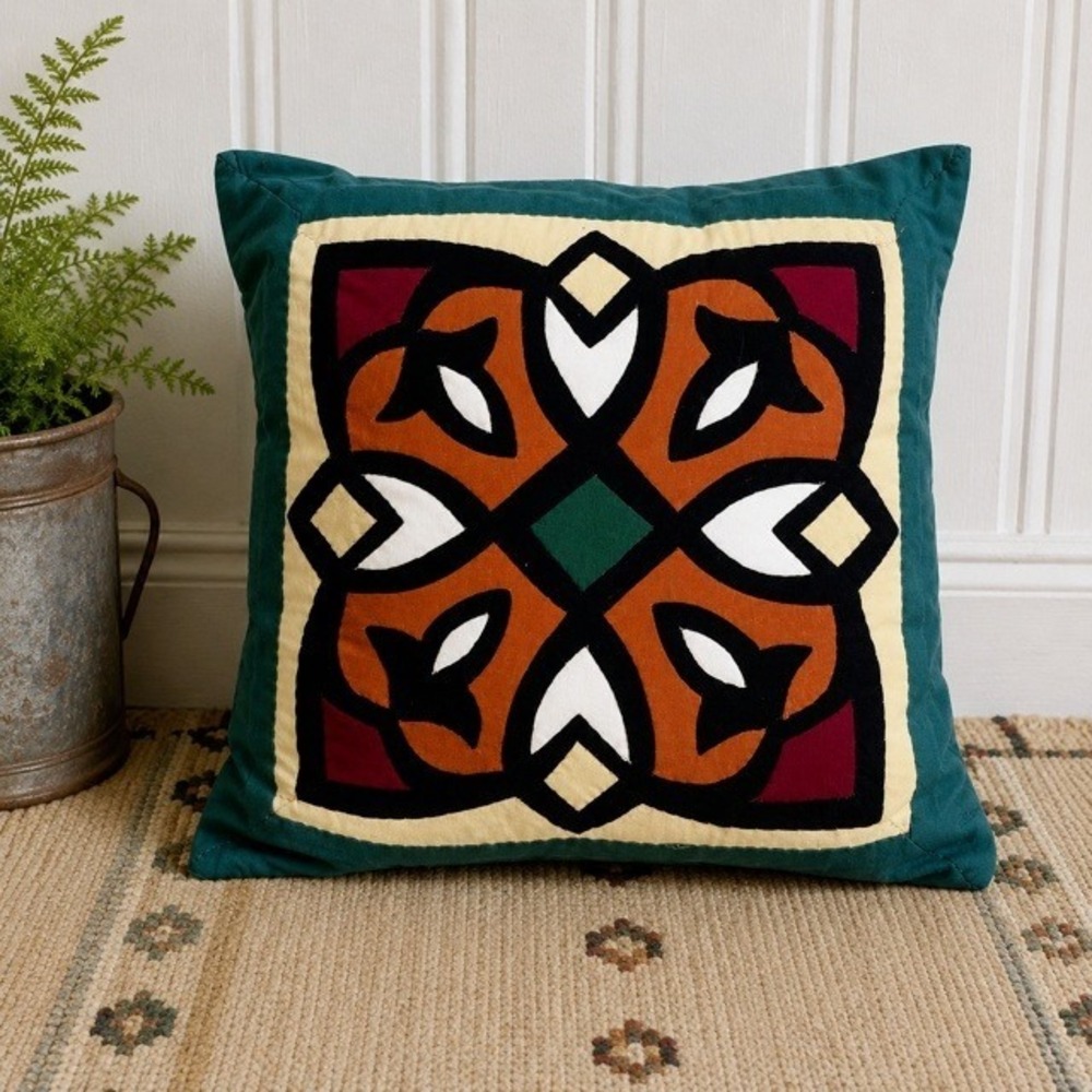 Egyptian Khayamiya‎ Applique Throw Pillow 16x16 Hand Stitched Folk Art